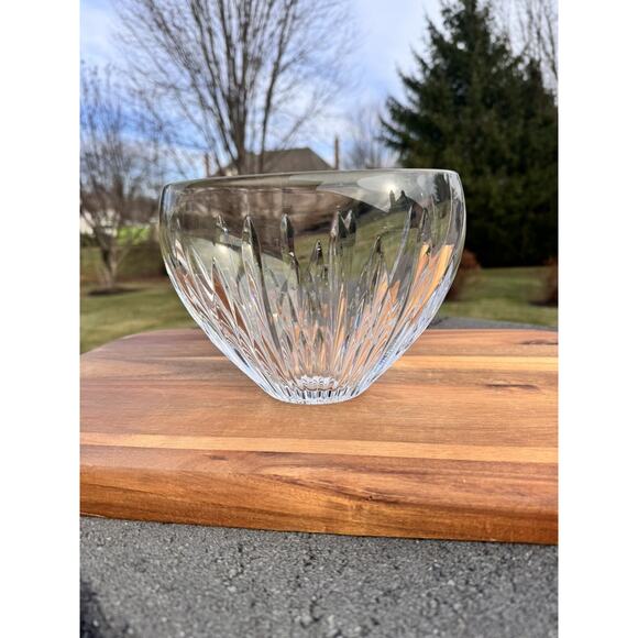 Waterford Carina Pattern Oval Vase Heavy Crystal Glass Bowl L7.75xH5.75xW4.5”